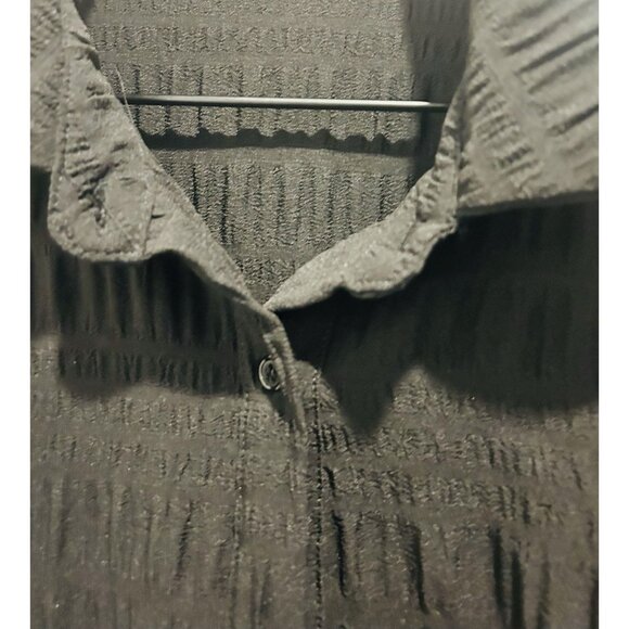 PrettyLittleThing Plus Sz 16 Black Long Sleeve Shirt Dress Ruched Hem Midi Maxi - Picture 5 of 15